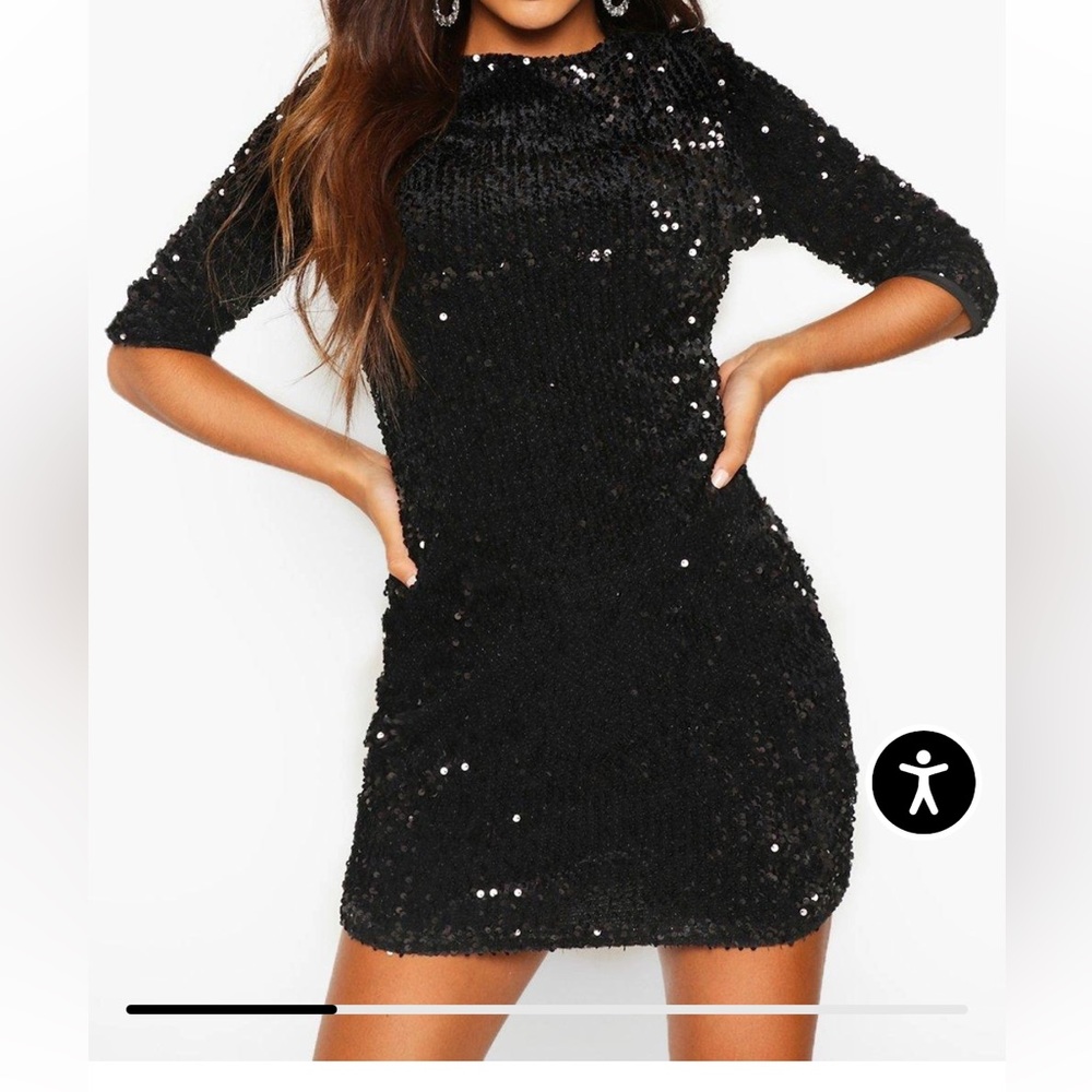 boohoo Sequin Long Sleeve Bodycon Party Dress